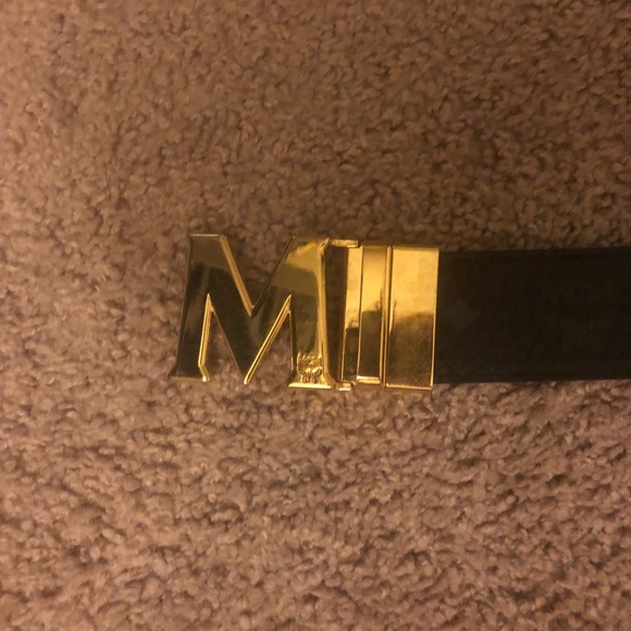mcm belt black and gold